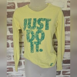 Nike Women's Yellow 'Just Do It' Long Sleeve Tee